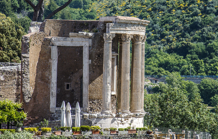 veduta posteriore del tempio di vesta